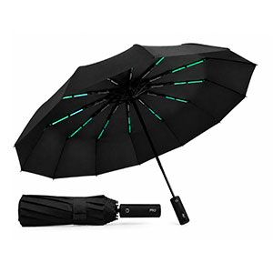 PAMORA Ombrello Automatico Antivento 105 cm Serie PRO – Nero
