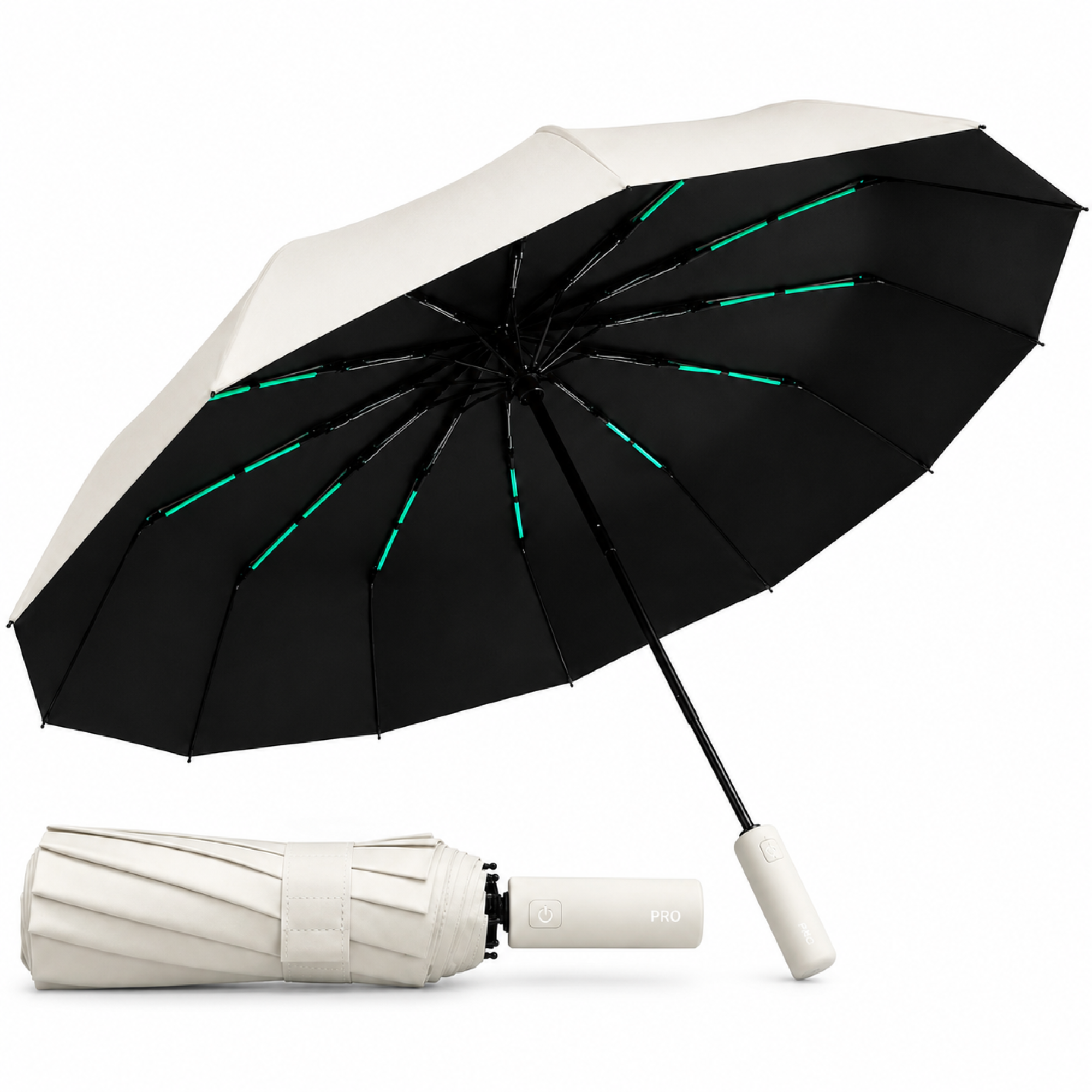 PAMORA Ombrello Automatico Antivento 105 cm Serie PRO – Bianco